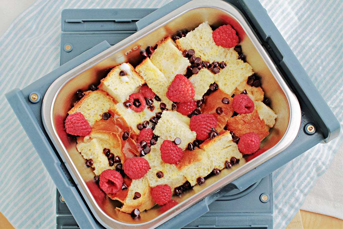 Raspberry Chocolate Chip Bread Pudding